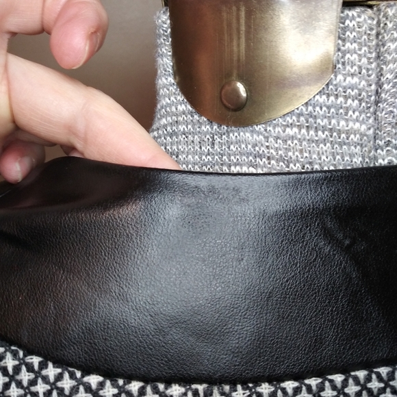 Vintage Neiman Marcus Black/Ivory Cropped Wool Jacket With Genuine Leather Trim - Picture 14 of 16